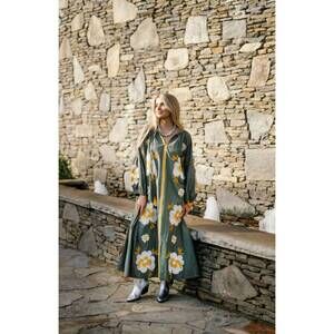 NEW TELA LUXURY MERCANTILE olive oil maxi dress in green